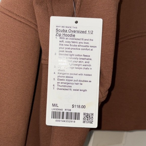 NWT Lululemon, scuba oversized half-zip, size M/L - Picture 8 of 9
